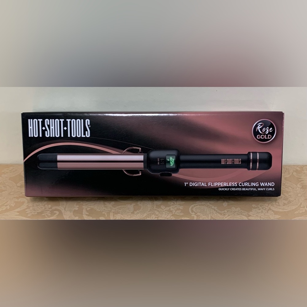 Hot Shot Tools Rose Gold 1” Digital Flipperless Curling Wand